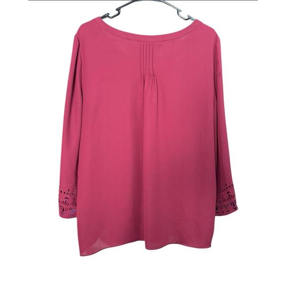 Anthropologie Maeve Womens Teni Burgundy Red Top Laser Cut Out Blouse, Size 16 - Picture 7 of 9